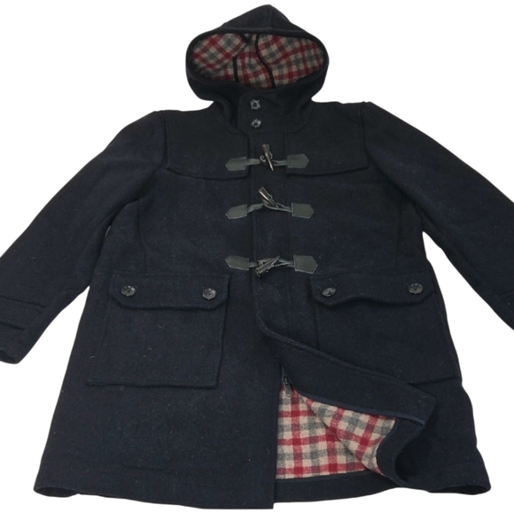 Ben Sherman London Men's Wool Blend Navy Duffle Coat with Hood